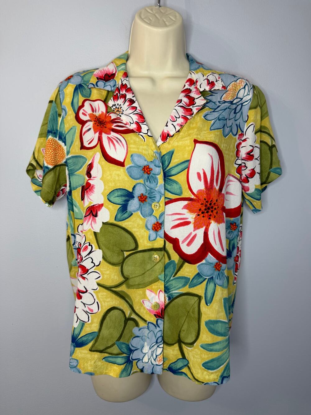JAMS WORLD Hawaiian Floral Shirt Short Sleeve Retro Women's XS